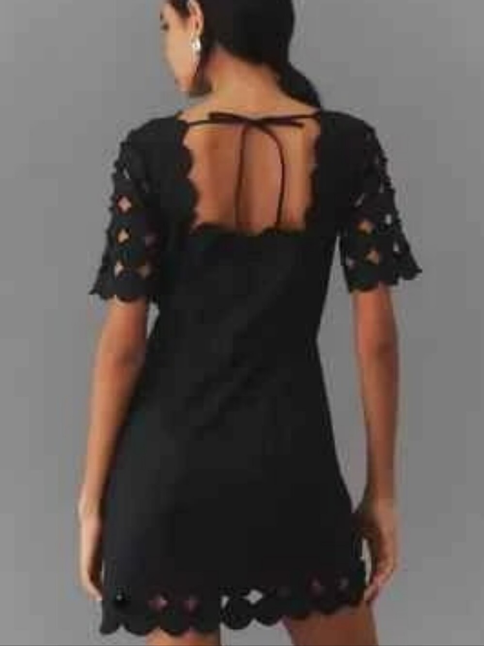 Anthropologie Cutwork Mini Shift Dress. Black - MSRP $178 - Picture 3 of 5